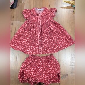 Rachel Riley Red Floral Dress with Bloomers